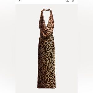 Zara Animal Print Tulle Maxi Dress